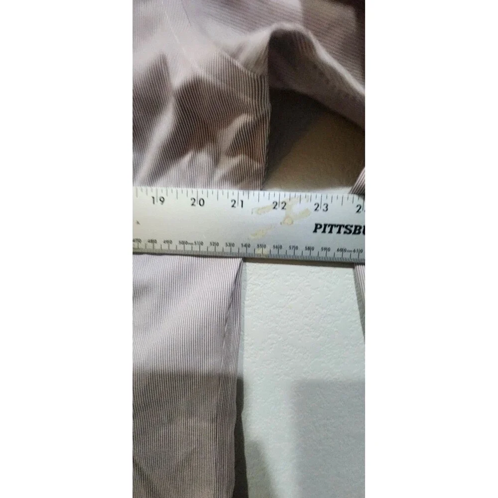 Jos. A. Bank Mens Dress Shirt White Brown Stripe Long Sleeve Pocket Size 16-32